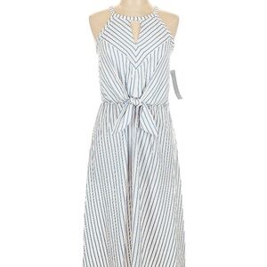 London Times Blue and White Halter Maxi Dress